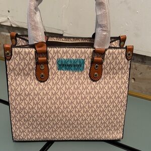 Michael Kors Tan and Cream Signature Tote